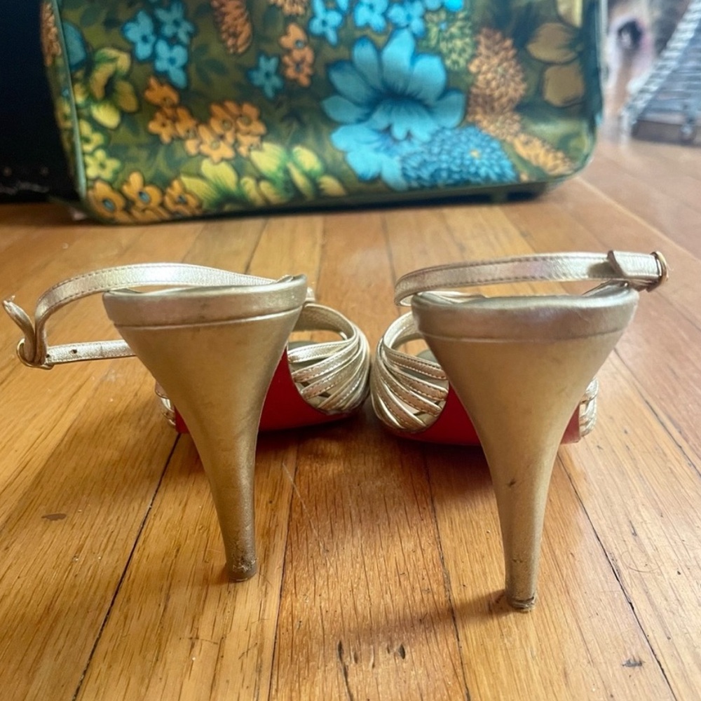 Christian Louboutin Gold Strappy Disco Heels - Picture 9 of 10